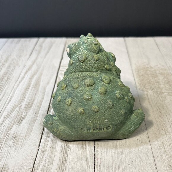 Vintage Pete Apsit Frog Toad Figurine Sculpture Heavy Resin Green Collectible - Picture 4 of 7